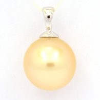 Pendentif en Or blanc 18K et 1 Perle d'Australie Ronde B 11 mm