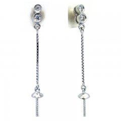 Boucles d'oreilles pour perles de 7.5  10 mm - Argent .925 Rhodi