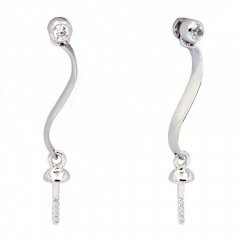 Boucles d'oreilles pour perles de 8  11 mm - Argent .925 Rhodi