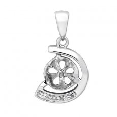 Pendentif en Argent Rhodi pour 1 Perle de 7  10 mm