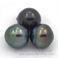 Lot de 3 Perles de Tahiti Cercles D de 13  13.3 mm