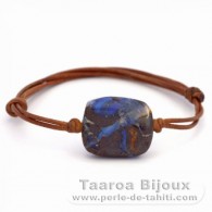 Bracelet en Cuir et 1 Opale Australienne Boulder - 25 carats