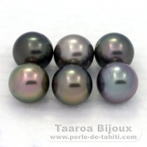 Lot de 6 Perles de Tahiti Rondes C de 8.2  8.4 mm