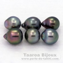 Lot de 6 Perles de Tahiti Semi-Baroques B de 7.7  8.3 mm