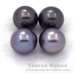 Lot de 4 Perles de Tahiti Rondes C de 8.6  8.9 mm