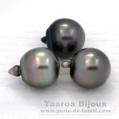 Lot de 3 Perles de Tahiti Semi-Baroques C de 12  12.2 mm