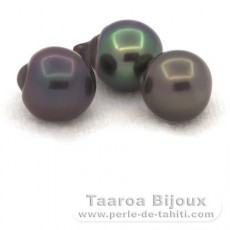 Lot de 3 Perles de Tahiti Semi-Baroques B de 9  9.2 mm