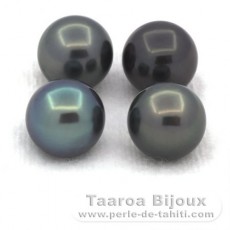 Lot de 4 Perles de Tahiti Rondes C de 9.5  9.6 mm