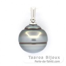 Pendentif en Argent et 1 Perle de Tahiti Cercle B/C 12.2 mm