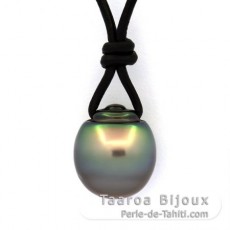 Collier en Cuir et 1 Perle de Tahiti Cercle C 13.2 mm