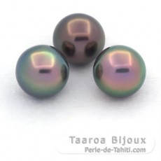 Lot de 3 Perles de Tahiti Semi-Rondes C de 10.7  10.8 mm
