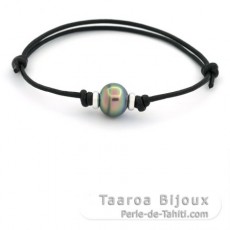 Bracelet en Coton Wax et 1 Perle de Tahiti Cercle B 10.6 mm