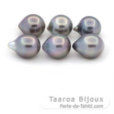 Lot de 6 Perles de Tahiti Semi-Baroques C de 9.5  9.8 mm