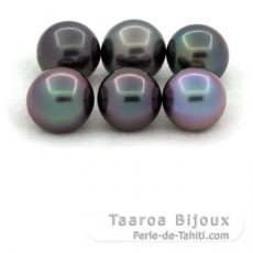 Lot de 6 Perles de Tahiti Semi-Rondes C de 9  9.4 mm