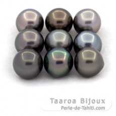 Lot de 9 Perles de Tahiti Rondes et Semi-Rondes C de 8.6  8.9 mm