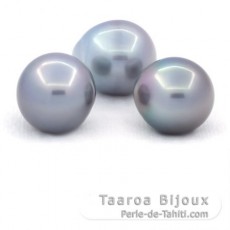 Lot de 3 Perles de Tahiti Semi-Baroques C de 13.6  13.8 mm