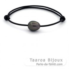 Bracelet en Cuir et 1 Perle de Tahiti Semi-Baroque B 11.3 mm